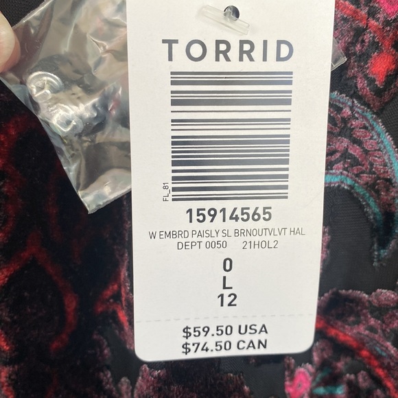 Torrid NWT HALTER TUNIC TANK - BURNOUT VELVET PAISLEY Torrid SZ 0=12 in women’s - Picture 5 of 12